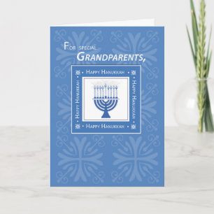Tarjeta Festiva Abuelos Hanukkah desea Menorah azul