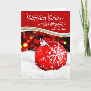 Tarjeta Festiva Abuelos Navidades vitorean el ornamento rojo