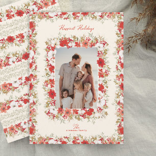 Tarjeta Festiva abundancia de navidades marco elegante de foto fol