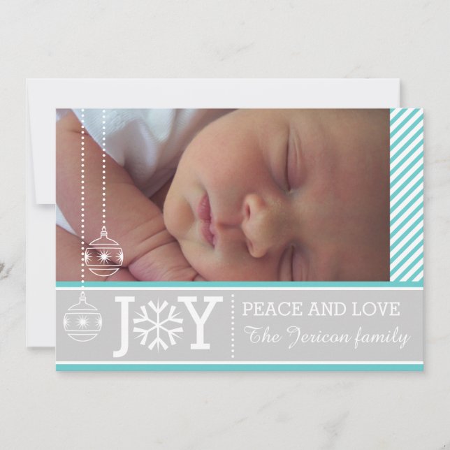 Tarjeta Festiva Aca moderna, rayas blancas y Navidades grises vaca (Anverso)