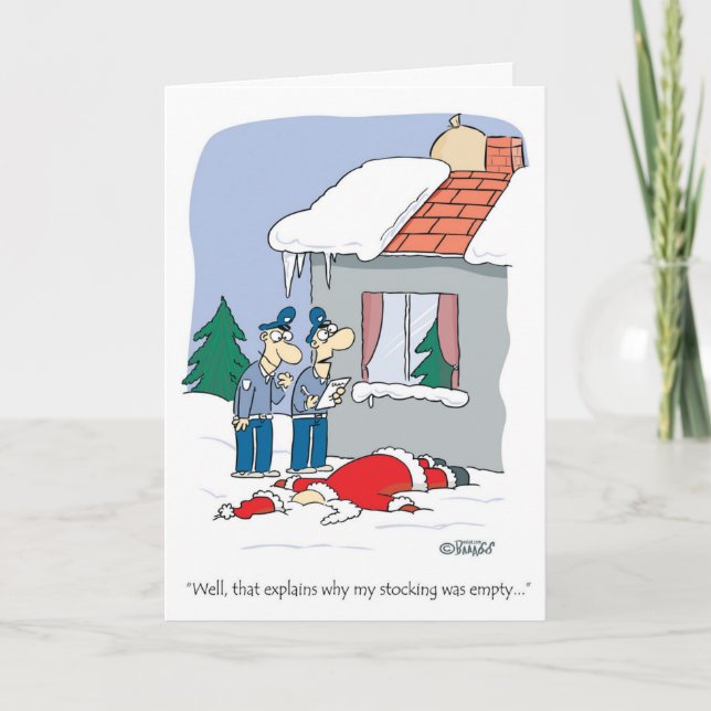 Tarjeta Festiva Accidente de Santa Claus (Anverso)