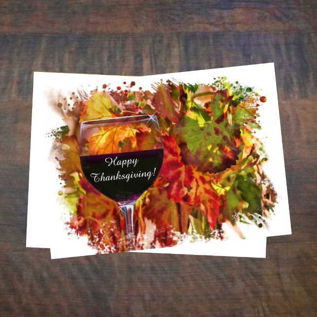 Tarjeta Festiva Acción de Gracias con diversión de viñedos de Wine (Subido por el creador)