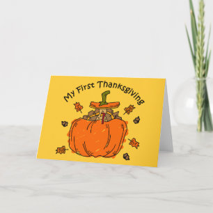 Tarjeta Festiva Acción de gracias de la calabaza de Turquía 1ra