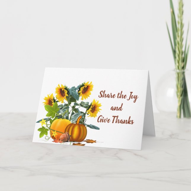 Tarjeta Festiva Acción de Gracias de la Cosecha de Otoño con Salud (Anverso)