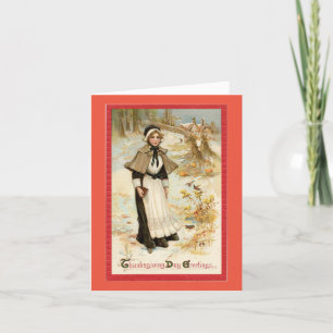 Tarjeta Festiva Acción de Gracias de una peregrina vintage