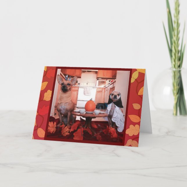 Tarjeta Festiva Acción de gracias del perro (Anverso)