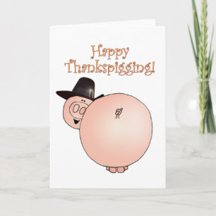 Tarjeta Festiva Acción de gracias divertida del cerdo del dibujo