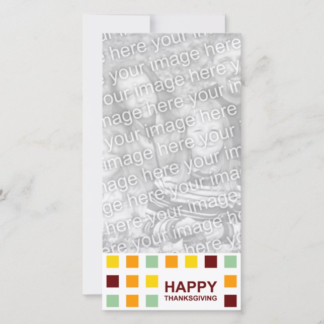 Tarjeta Festiva acción de gracias feliz (cuadrados mod) (Anverso)