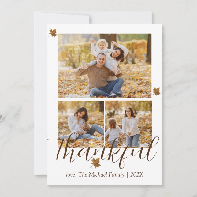 Tarjeta Festiva acción de gracias feliz de otoño | Collage de foto (Anverso)