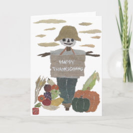 Tarjeta Festiva Acción de gracias feliz, espantapájaros, cosecha