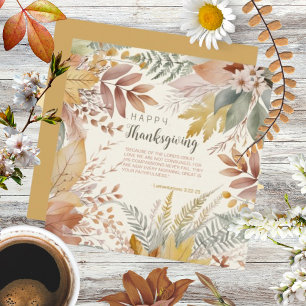 Tarjeta Festiva Acción de Gracias Floral Pastel Acuarela Rústica 