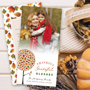 Tarjeta Festiva Acción de Gracias Otoño Cae Sale Foto De Árbol Pop
