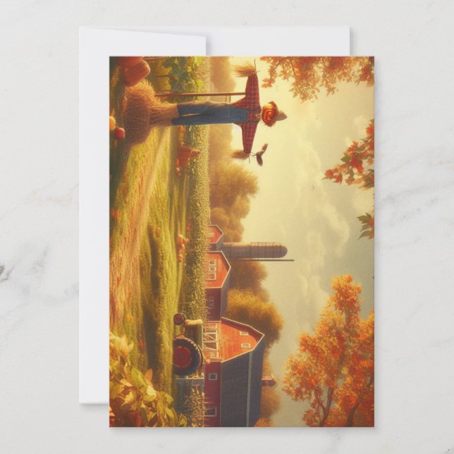 Tarjeta Festiva Acción de Gracias/Otoño/Caída en la granja (Anverso)