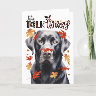 Tarjeta Festiva Acción de Gracias, perro de laboratorio negro habl