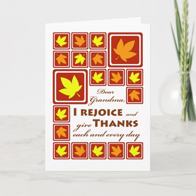 Tarjeta Festiva Acción de Gracias por las hojas de la abuela (Anverso)