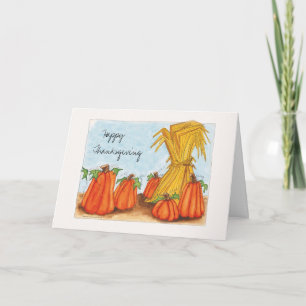 Tarjeta Festiva Acción de Gracias y calabazas