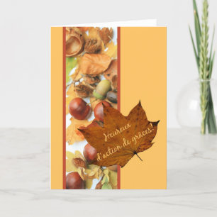 Tarjeta Festiva acción francesa de graces maple leaf thanksending