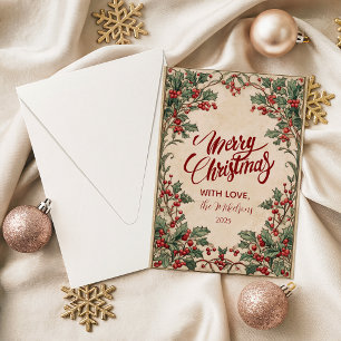 Tarjeta Festiva Acebo e Hiedra del Viejo Mundo