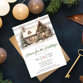 Tarjeta Festiva Acogedora casa acuarela para el Fiesta de vacacion