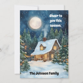 Tarjeta Festiva Acogedora casa de campo de Navidades cubierta de n