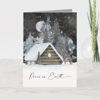 Tarjeta Festiva Acogedora escena de vacaciones en invierno de invi