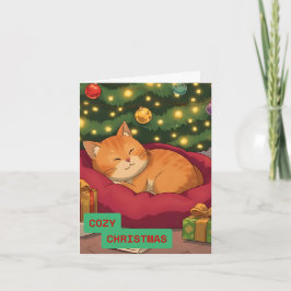 Tarjeta Festiva Acogedores Navidades con un gato lindo