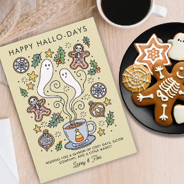 Tarjeta Festiva Acogedores Navidades de Halloween adorables