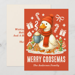 Tarjeta Festiva Acogedores Navidades de oca de chocolate caliente
