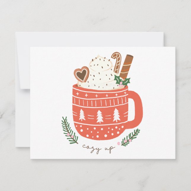 Tarjeta Festiva Acoger Navidades de chocolate caliente (Anverso)