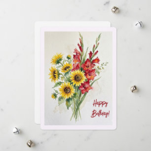 Tarjeta Festiva Acrílico de girasoles del cumpleaños floral glads 
