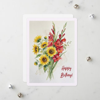 Tarjeta Festiva Acrílico de girasoles del cumpleaños floral glads 