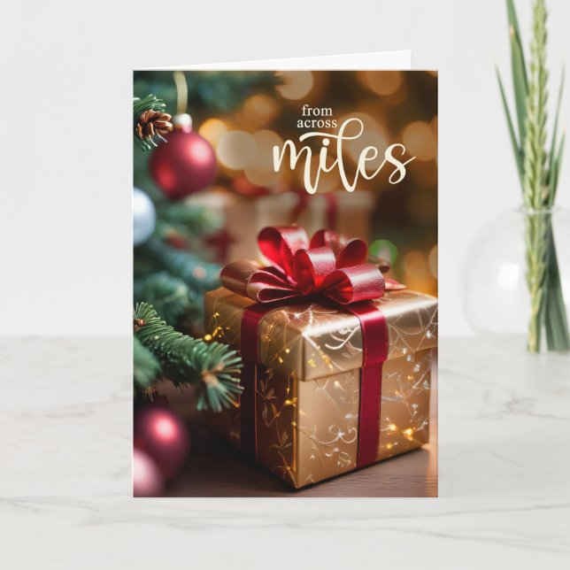 Tarjeta Festiva Across the Miles Retro Christmas Gift (Anverso)