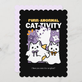 Tarjeta Festiva Actividad Felina Paranormal - Diseño de Gato para