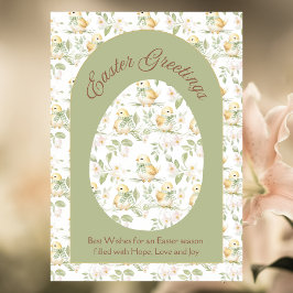 Tarjeta Festiva Acuarela Bebés Amarillos Saludos de Pascua