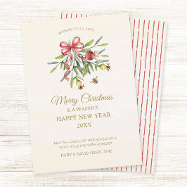 Tarjeta Festiva Acuarela Botánica Elegante con Vegetación y Lazo R