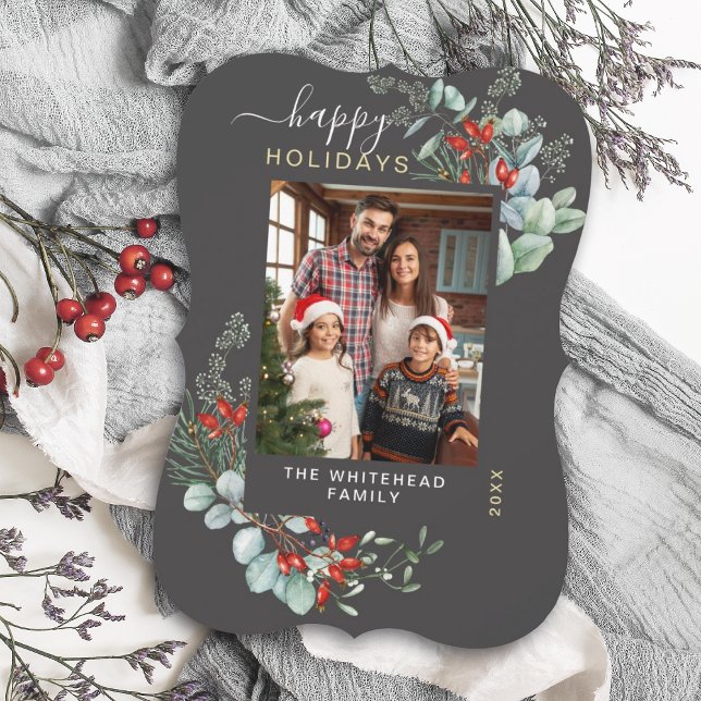 Tarjeta Festiva Acuarela Botánica Feliz Festividad Festividad Oscu (Subido por el creador)