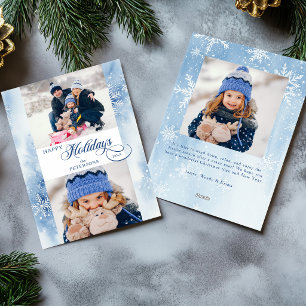 Tarjeta Festiva Acuarela Copos de Nieve de Invierno 2-Fotos Navida