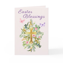 Acuarela Cruces Florales Bendiciones de Pascua Esc