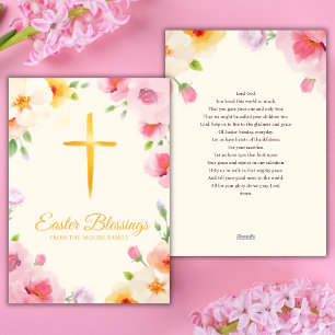 Tarjeta Festiva Acuarela Cruz Católica Bendiciones de Pascua Oraci