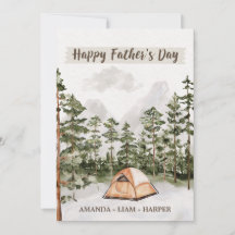 Acuarela de Camping en la Naturaleza Día del Padre