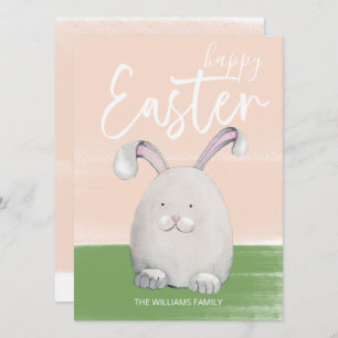 Tarjeta Festiva Acuarela de conejo blanco de Pascua