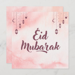 Tarjeta Festiva Acuarela de Eid Mubarak