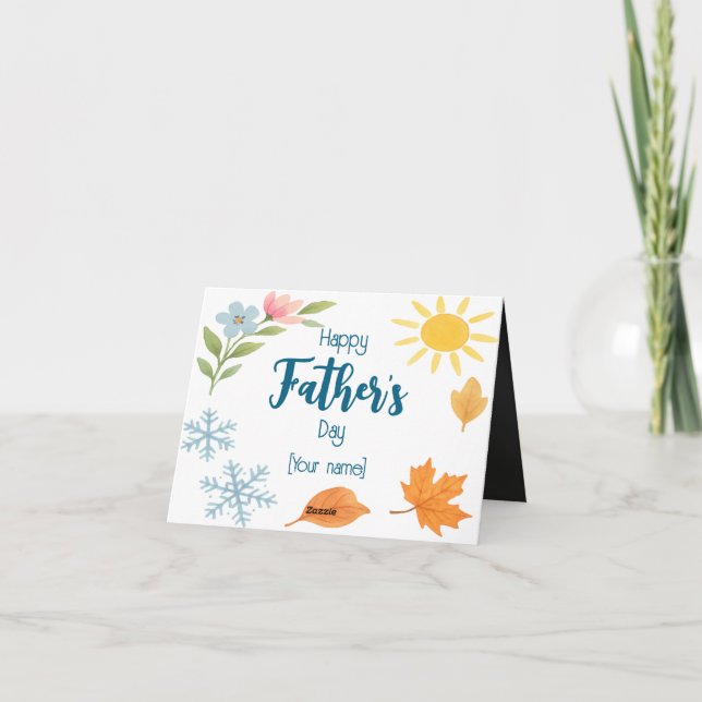 Tarjeta Festiva Acuarela de Foto Personalizada Cuatro Estaciones D (Reverso)