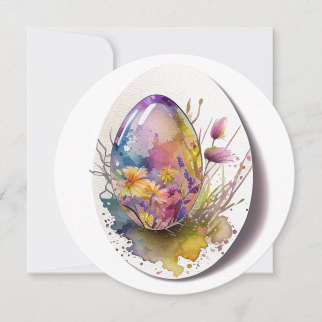 Tarjeta Festiva Acuarela de huevo de Pascua (Anverso)
