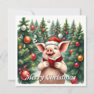 Tarjeta Festiva Acuarela de moda Piñones de invierno Caroling 