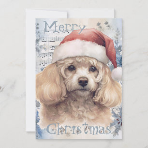 Tarjeta Festiva Acuarela de Navidades de invierno de perro cangrej