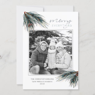 Tarjeta Festiva acuarela de vacaciones Pine MERRY TODO LO QUE Foto