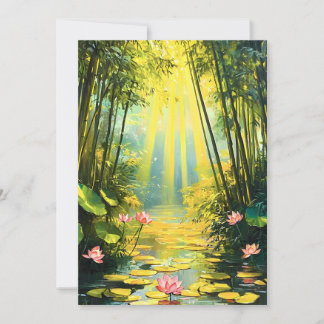 Tarjeta Festiva Acuarela del bosque Golden Lotus