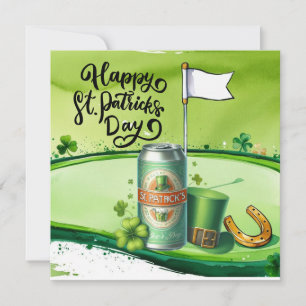 Tarjeta Festiva Acuarela del Día del Golf St. Patrick