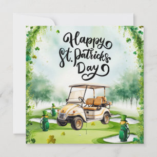 Tarjeta Festiva Acuarela del Día del Golf St. Patrick